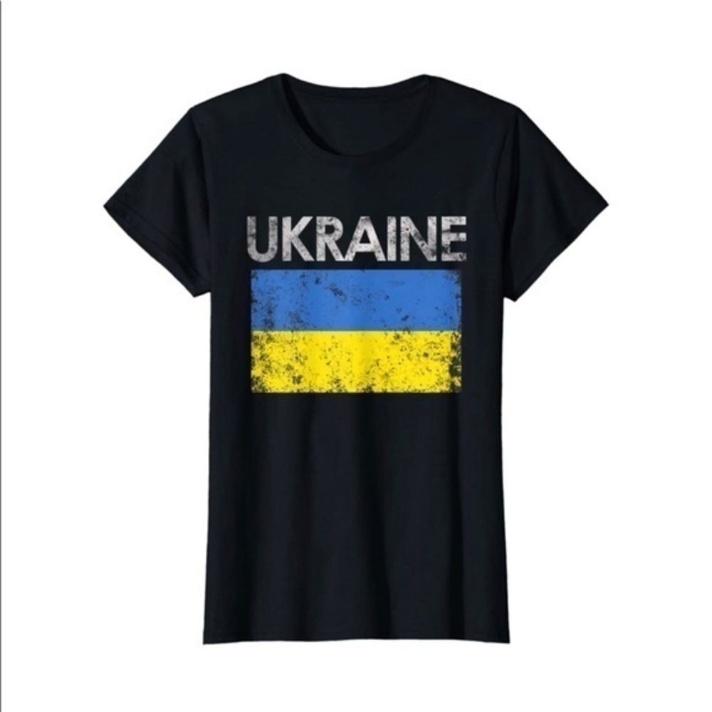 NEW Women’s Vintage Ukraine Ukrainian Flag Pride T-Shirt Black Small